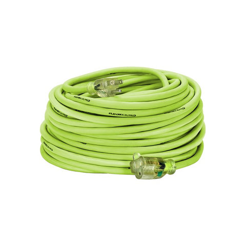 100ft 14/3 SJTW Flexzilla® Green Outdoor Extension Cord with Green Power Indicator Light - Bridge Fasteners