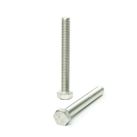 1/4"-20 x 3" Hex Head Tap Bolt Cap Screw, Stainless Steel 18-8, Fully Threaded, Bright Finish, Machine Point