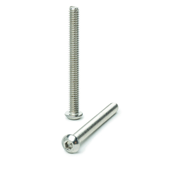 1/4 - 20 x 2-1/2" Button Head Socket Cap Screws, Allen Socket Drive, Stainless Steel 18-8, Full Thread, Bright Finish, Machine Thread