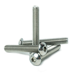5/16 x 2" Button Head Socket Cap Screws, Allen Socket Drive, Stainless Steel 18-8, Full Thread, Bright Finish, Machine Thread