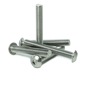 3/8 x 2-1/2" Button Head Socket Cap Screws, Allen Socket Drive, Stainless Steel 18-8, Full Thread, Bright Finish, Machine Thread 10 PCS