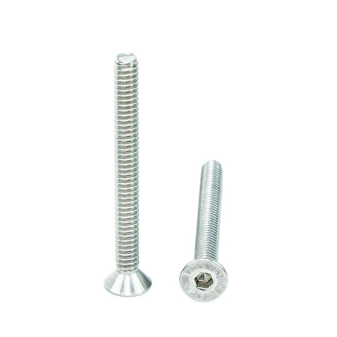#10-24 x 2" Flat Head Socket Head Cap Screws, Threaded, Allen Socket Drive, Stainless Steel 18-8, Bright Finish