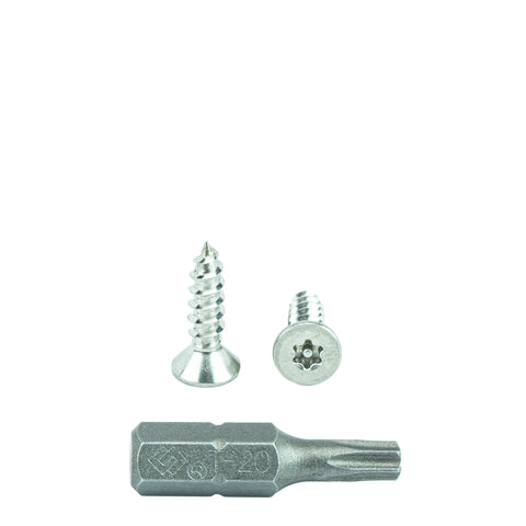 #10 x 3/4" Flat Head Torx Security Sheet Metal Screws, Includes bit, 18-8 Stainless Steel Tamper Resistant - Bridge Fasteners