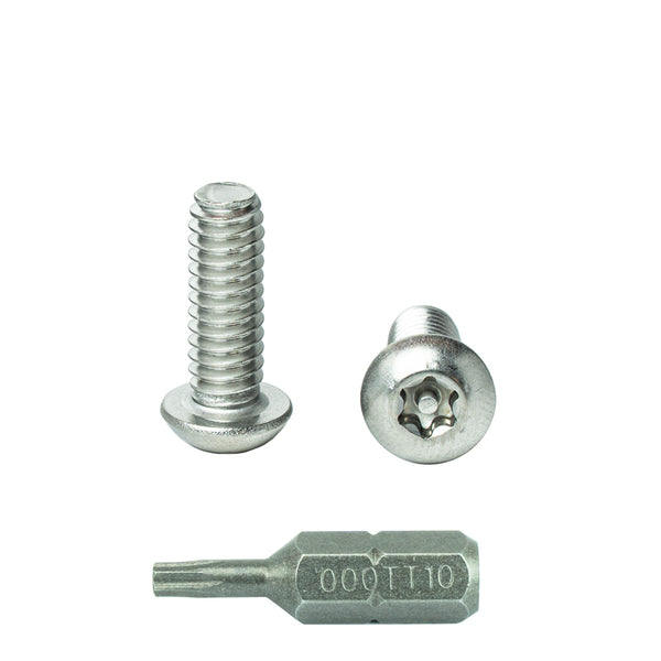6-32 x 3/4" Button Head Torx Security Machine Screw Bolt, Includes bit, Fully Threaded, 18-8 Stainless Steel Tamper Resistant