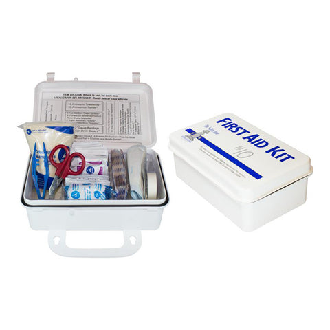 10 Person Plastic First Aid Kit with Wall Mountable Handle - Bridge Fasteners