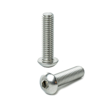 3/8 x 1-1/2" Button Head Socket Cap Screws, Allen Socket Drive, Stainless Steel 18-8, Full Thread, Bright Finish, Machine Thread