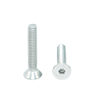 #8-32 x 1" Flat Head Socket Head Cap Screws, Threaded, Allen Socket Drive, Stainless Steel 18-8, Bright Finish