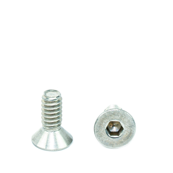 #10-24 x 1/2" Flat Head Socket Head Cap Screws, Threaded, Allen Socket Drive, Stainless Steel 18-8, Bright Finish