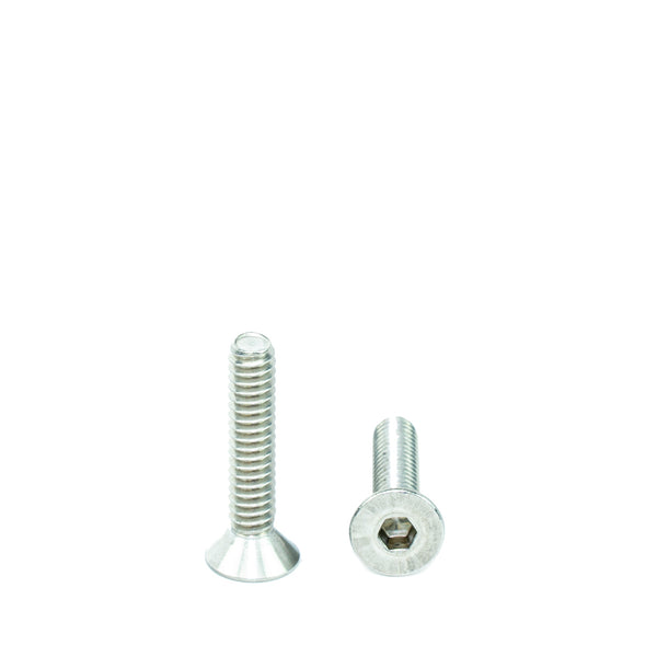 #10-24 x 1" Flat Head Socket Head Cap Screws, Threaded, Allen Socket Drive, Stainless Steel 18-8, Bright Finish