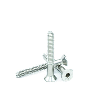 #10-24 x 1-1/2" Flat Head Socket Head Cap Screws, Threaded, Allen Socket Drive, Stainless Steel 18-8, Bright Finish