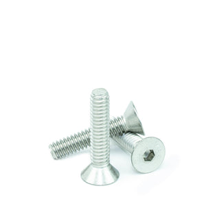 1/4" x 1-1/4" Flat Head Socket Head Cap Screws, Threaded, Allen Socket Drive, Stainless Steel 18-8, Bright Finish