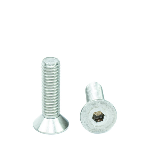 3/8" - 16 x 1-1/2" Flat Head Socket Head Cap Screws, Threaded, Allen Socket Drive, Stainless Steel 18-8, Bright Finish