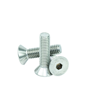 3/8" - 16 x 1-1/2" Flat Head Socket Head Cap Screws, Threaded, Allen Socket Drive, Stainless Steel 18-8, Bright Finish