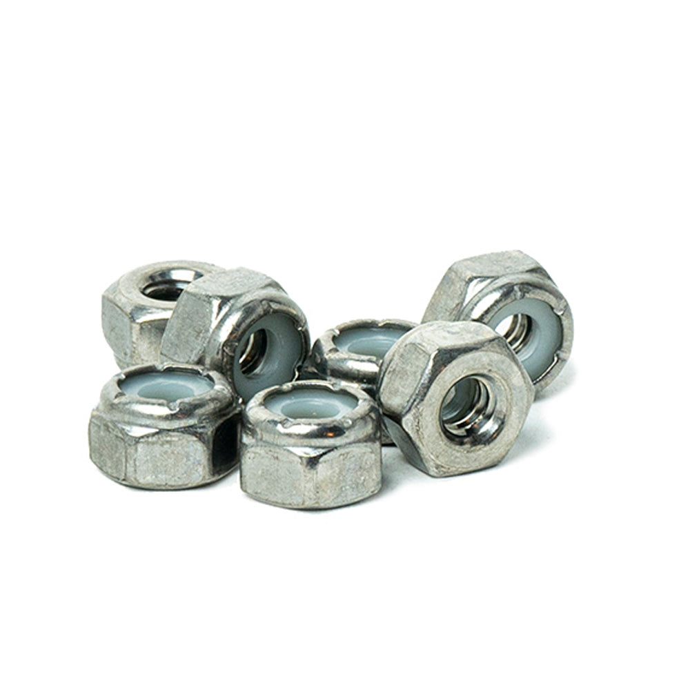 50 Pack #12-24 Stainless Steel Nylon Insert Lock Nuts – 18-8, Coarse Thread, Hex Drive