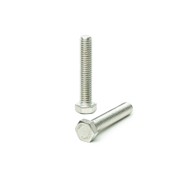 1/4"-20 x 2" Hex Head Tap Bolt Cap Screw, Stainless Steel 18-8, Fully Threaded, Bright Finish, Machine Point