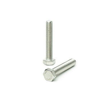 1/2"-13 x 2" Hex Head Tap Bolt Cap Screw, Stainless Steel 18-8, Fully Threaded, Bright Finish, Machine Point