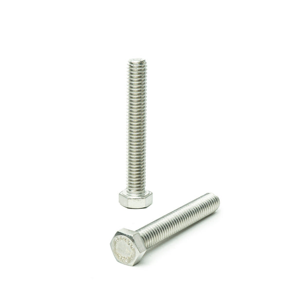 1/4"-20 x 2 1/2" Hex Head Tap Bolt Cap Screw, Stainless Steel 18-8, Fully Threaded, Bright Finish, Machine Point