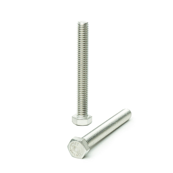1/2"-13 x 3" Hex Head Tap Bolt Cap Screw, Stainless Steel 18-8, Fully Threaded, Bright Finish, Machine Point