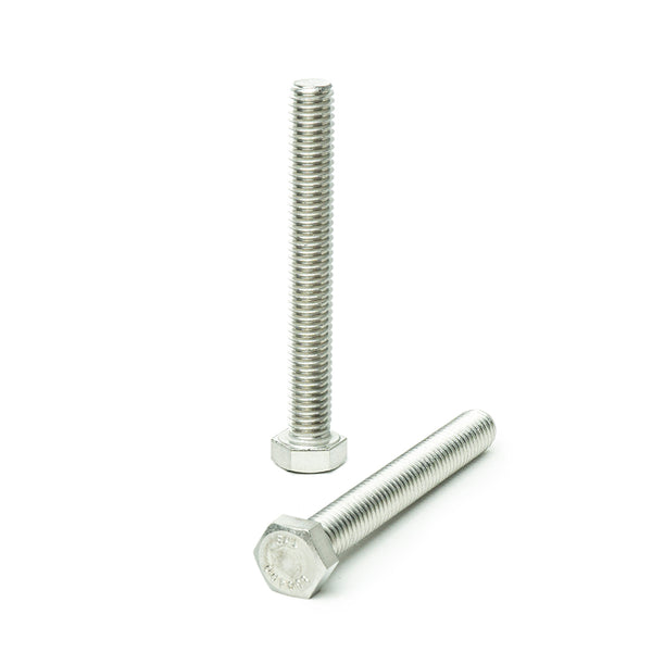 3/8"-16 x 3" Hex Head Tap Bolt Cap Screw, Stainless Steel 18-8, Fully Threaded, Bright Finish, Machine Point