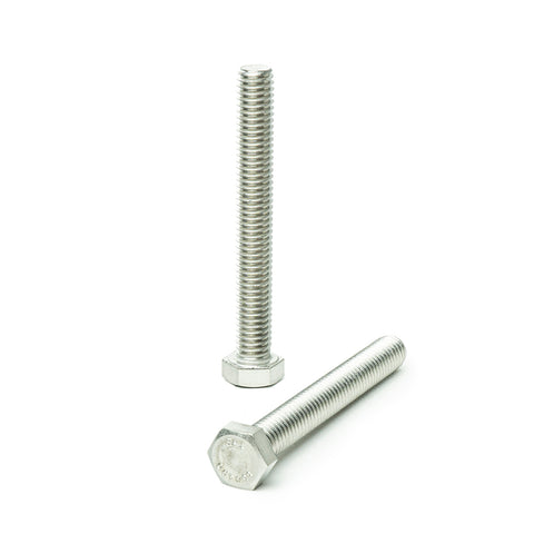 1/4"-20 x 3"  Hex Head Tap Bolt Cap Screw, Stainless Steel 18-8, Fully Threaded, Bright Finish, Machine Point