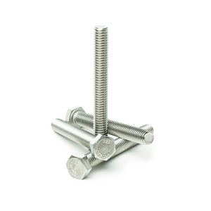 1/4"-20 x 3"  Hex Head Tap Bolt Cap Screw, Stainless Steel 18-8, Fully Threaded, Bright Finish, Machine Point