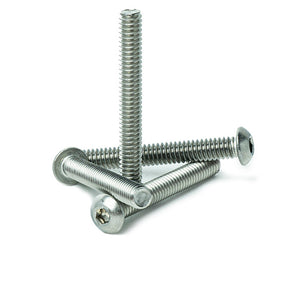 1/4 - 20 x 2" Button Head Socket Cap Screws, Allen Socket Drive, Stainless Steel 18-8, Full Thread, Bright Finish, Machine Thread