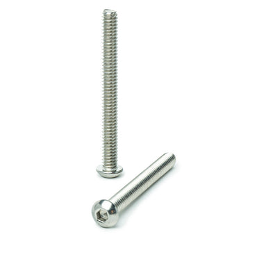1/4 - 20 x 2-1/2" Button Head Socket Cap Screws, Allen Socket Drive, Stainless Steel 18-8, Full Thread, Bright Finish, Machine Thread
