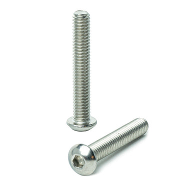 5/16 x 2" Button Head Socket Cap Screws, Allen Socket Drive, Stainless Steel 18-8, Full Thread, Bright Finish, Machine Thread