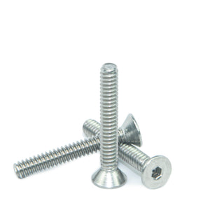 #6-32 x 1" Flat Head Socket Head Cap Screws, Threaded, Allen Socket Drive, Stainless Steel 18-8, Bright Finish