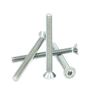 #10-24 x 2" Flat Head Socket Head Cap Screws, Threaded, Allen Socket Drive, Stainless Steel 18-8, Bright Finish