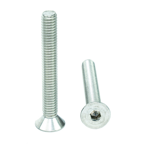 5/16" x 2-1/2" Flat Head Socket Head Cap Screws, Threaded, Allen Socket Drive, Stainless Steel 18-8, Bright Finish