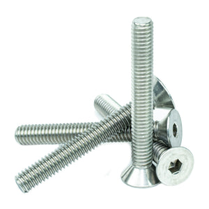 5/16" x 2-1/2" Flat Head Socket Head Cap Screws, Threaded, Allen Socket Drive, Stainless Steel 18-8, Bright Finish