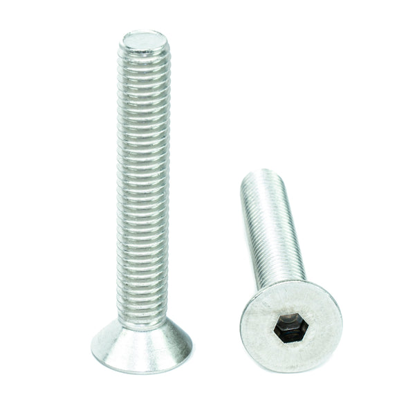 3/8" - 16 x 2-1/2" Flat Head Socket Head Cap Screws, Threaded, Allen Socket Drive, Stainless Steel 18-8, Bright Finish