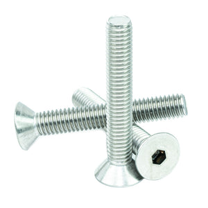 3/8" - 16 x 2-1/2" Flat Head Socket Head Cap Screws, Threaded, Allen Socket Drive, Stainless Steel 18-8, Bright Finish