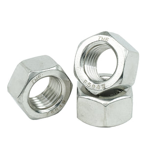 1 1/8" - 7 Hex Nuts Coarse, Stainless Steel 18-8, Plain Finish, Quantity 5
