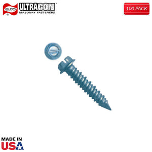 ELCO UltraCon Concrete Screws: 1/4 x 4, HWH, Blue Stalgard Finish, Box of 100