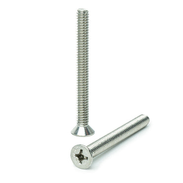 1/4-20 x 2-1/2" Flat Head Machine Screws, Phillips Drive, Stainless Steel 18-8, Full Thread, Bright Finish, Machine Thread