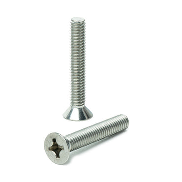 #10-24 x 2-1/2" Flat Head Machine Screws, Phillips Drive, Stainless Steel 18-8, Full Thread, Bright Finish, Machine Thread