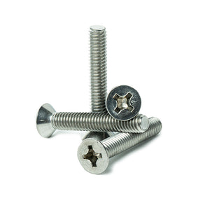 5/16-18 x 2" Flat Head Machine Screws, Phillips Drive, Stainless Steel 18-8, Full Thread, Bright Finish, Machine Thread