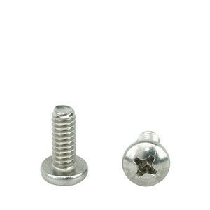 #6-32 x 1/2" Pan Head Machine Screws, Phillips Drive, Stainless Steel 18-8, Full Thread, Bright Finish, Machine Thread