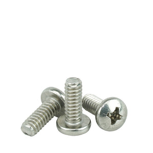 #6-32 x 1/2" Pan Head Machine Screws, Phillips Drive, Stainless Steel 18-8, Full Thread, Bright Finish, Machine Thread