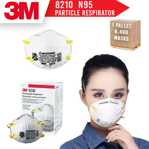 3M Particulate Respirator 8210 N95 masks (6400 Masks, 1 Pallet)