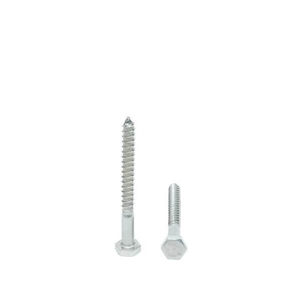 1/4-10 x 2-1/2" Hex Head Lag Bolt Screws 18-8 (304) Stainless Steel, Qty 25