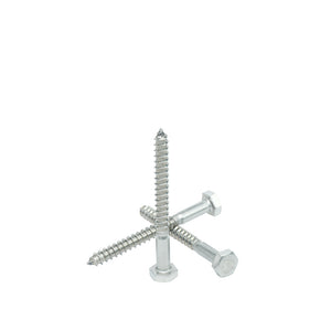 1/4-10 x 2-1/2" Hex Head Lag Bolt Screws 18-8 (304) Stainless Steel, Qty 25