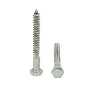 3/8 x 3" Hex Head Lag Bolt Screws 18-8 (304) Stainless Steel, Qty 25
