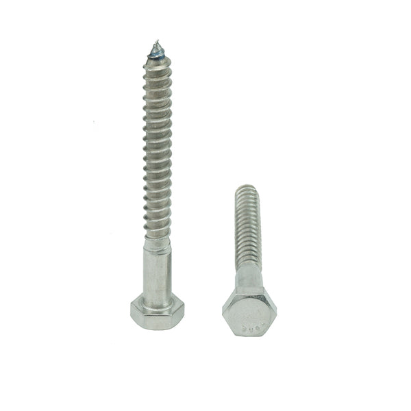 1/2 x 3-1/2" Hex Head Lag Bolt Screws 18-8 (304) Stainless Steel, Qty 20
