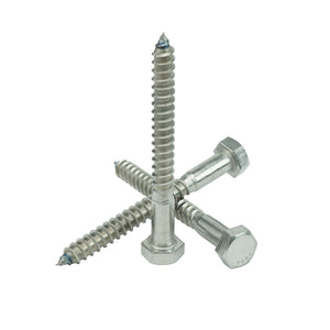 3/8 x 3" Hex Head Lag Bolt Screws 18-8 (304) Stainless Steel, Qty 25