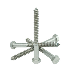 5/16-9 x 3-1/2" Hex Head Lag Bolt Screws 18-8(304) Stainless Steel, Qty 25
