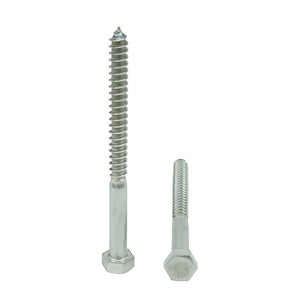 5/16-9 x 4" Hex Head Lag Bolt Screws 18-8(304) Stainless Steel, Qty 25