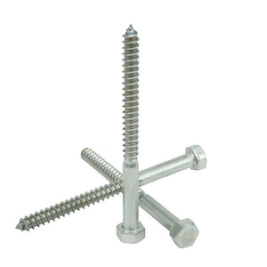 1/2 x 4-1/2" Hex Head Lag Bolt Screws 18-8 (304) Stainless Steel, Qty 10